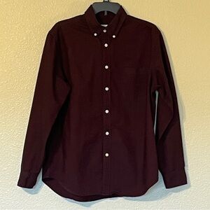 Merona Men's L Dark Burgundy Button-Down Long Sleeve Shirt